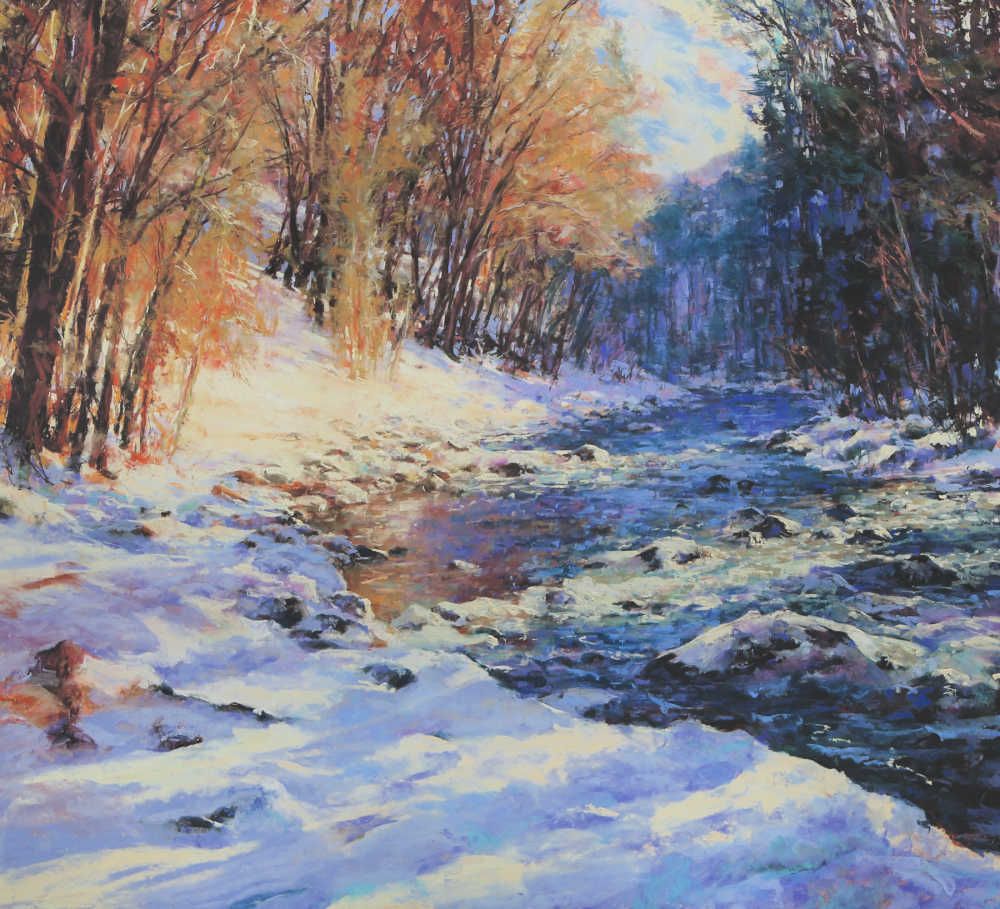 Along Winter Shadows of the Roaring Fork 39 x 43 Clive Tyler