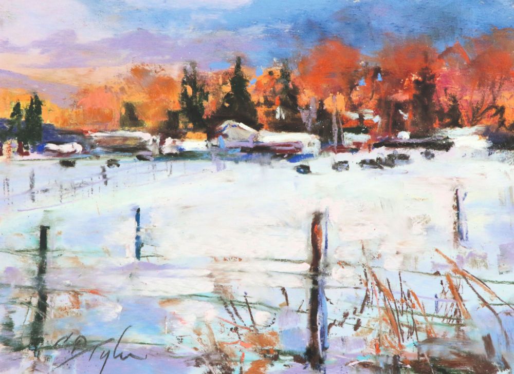 Plein Air Winter Landscape Taos (pastel, 6x8) by Clive Tyler